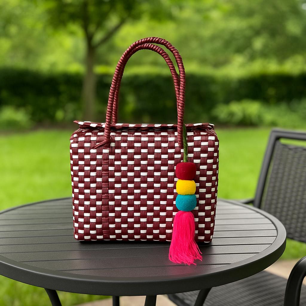 Handwoven Recycled top handle Bag - Artisan Made Purse from Chiapas, Mexico