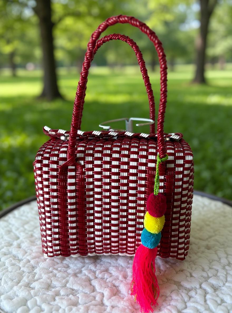 Handwoven Recycled top handle Bag - Artisan Made Purse from Chiapas, Mexico