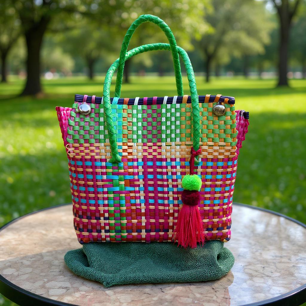 Super Cute Handwoven Recycled top handle Bag - Artisan Made Purse from Chiapas, Mexico