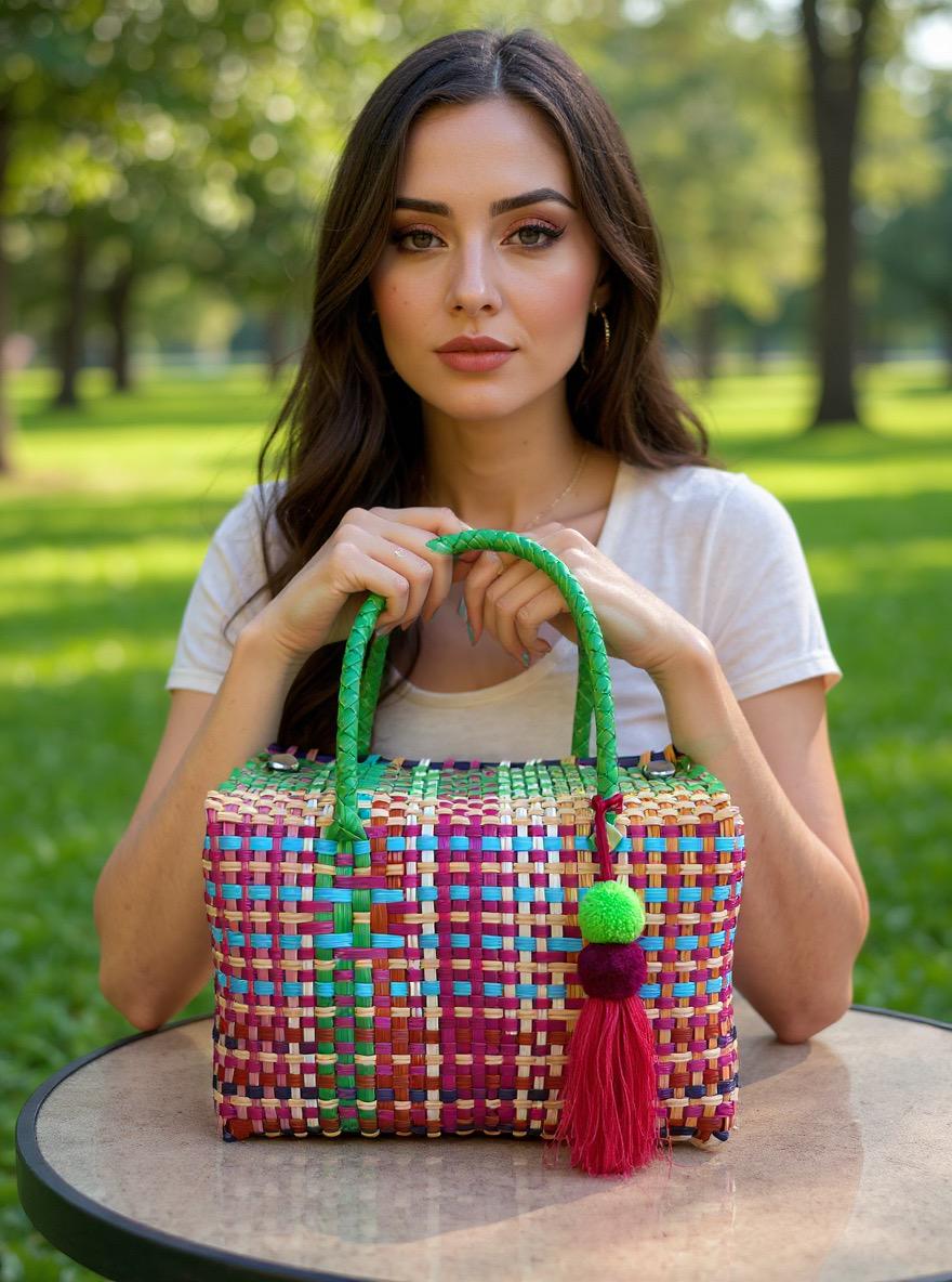 Super Cute Handwoven Recycled top handle Bag - Artisan Made Purse from Chiapas, Mexico