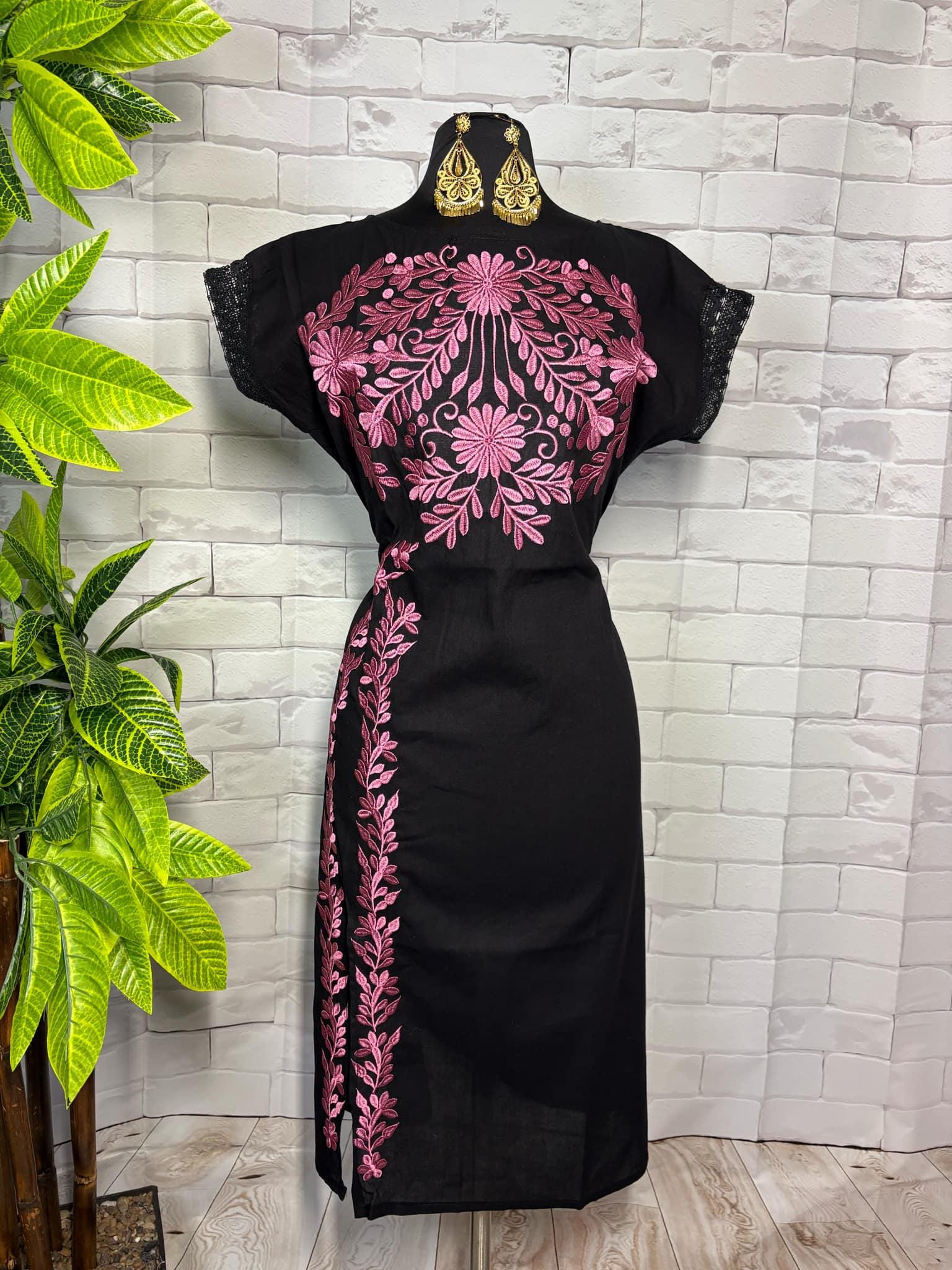 Image of Gorgeous Mexican Embroidered Dress - Handmade Artisanal Dress - Hand Embroidered Dress - M/L