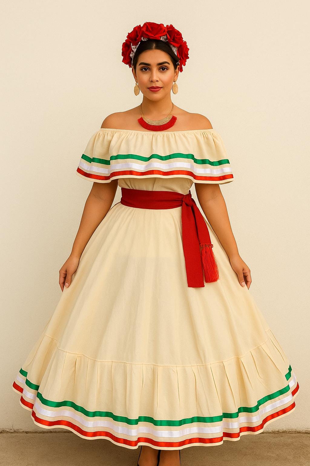 Image of Gorgeous Folkloric Outfit, perfect for Fiesta, Dance, Festivals, Pageants, Quinceañeras and Cultural events