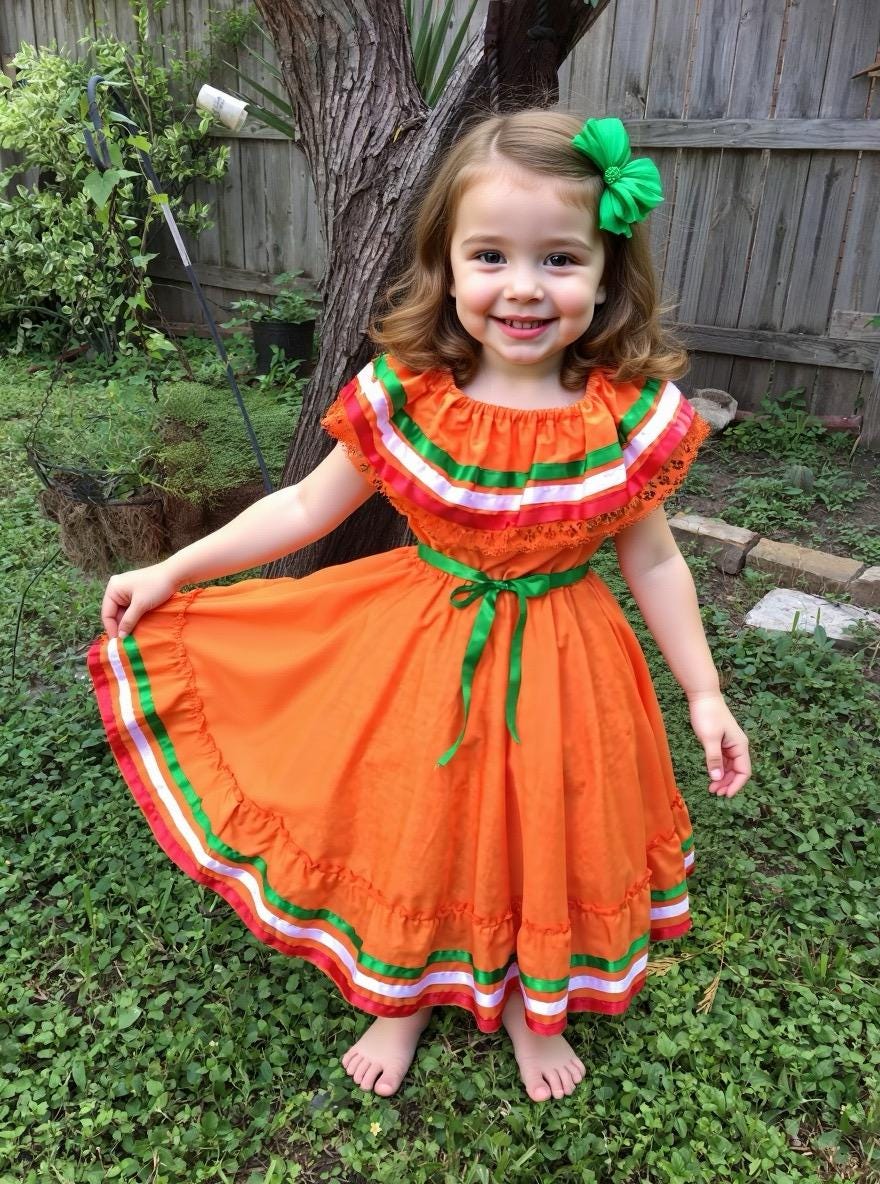 Image of Gorgeous Folk-Ribbon Girls Dance Dress
