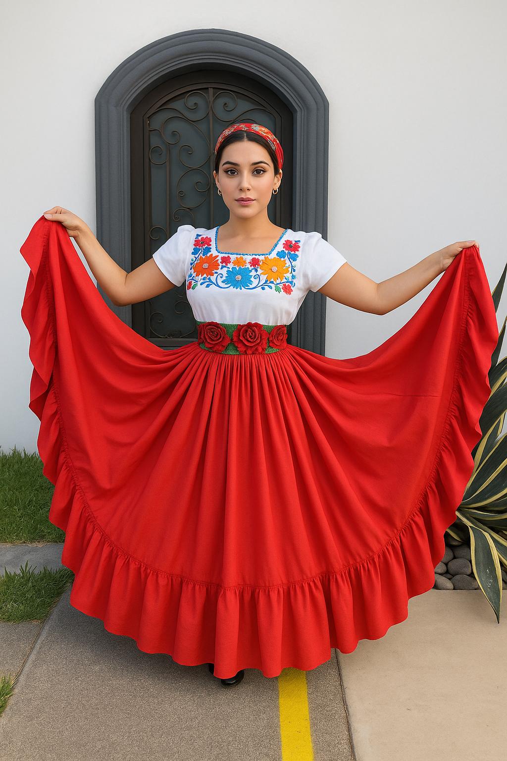 Image of Adult Woman Folkloric Skirt - Traditional Folklorico Skirt