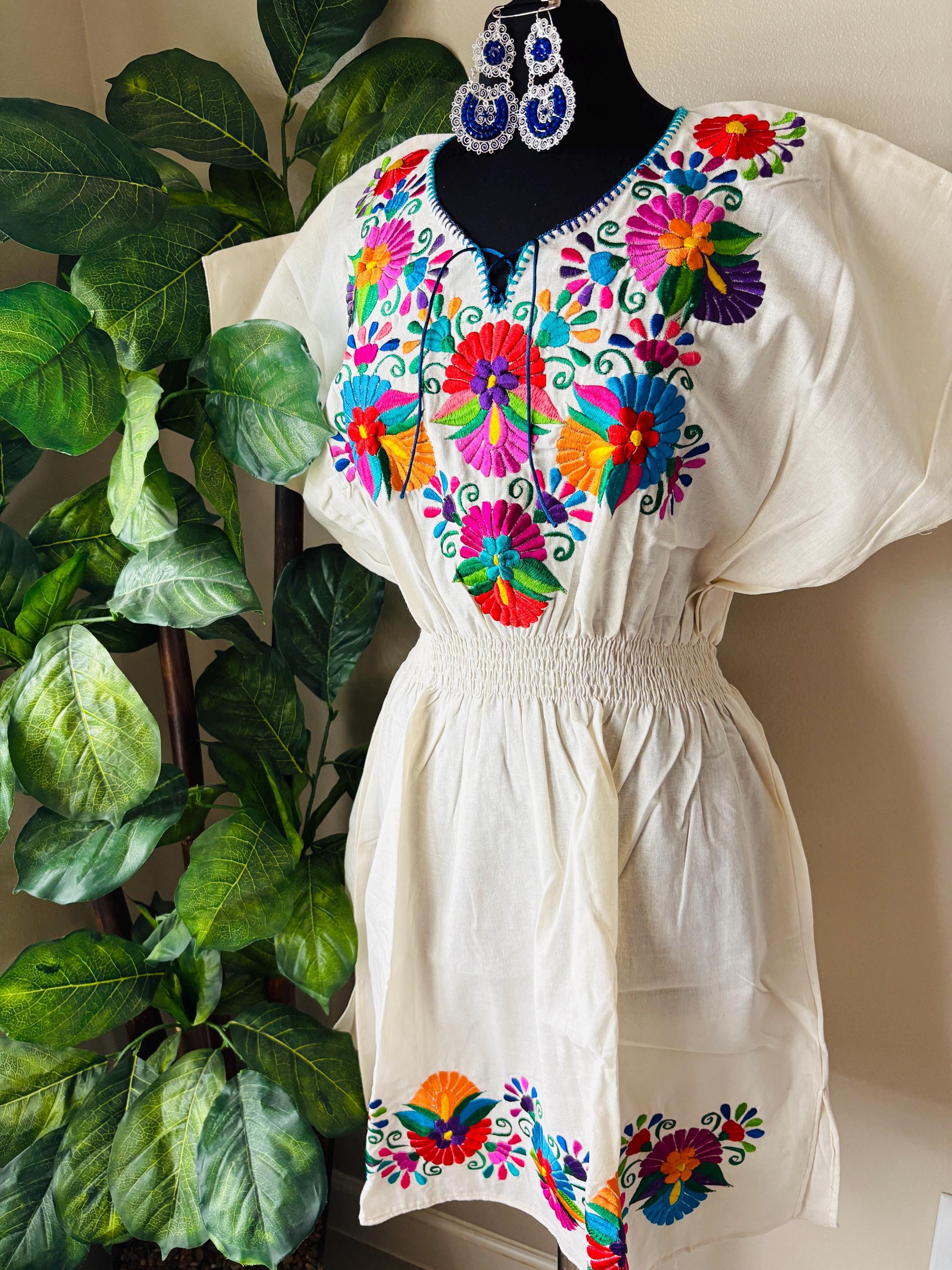 Image of Plus Size Embroidered Mexican Dress - Handmade Artisanal Dress