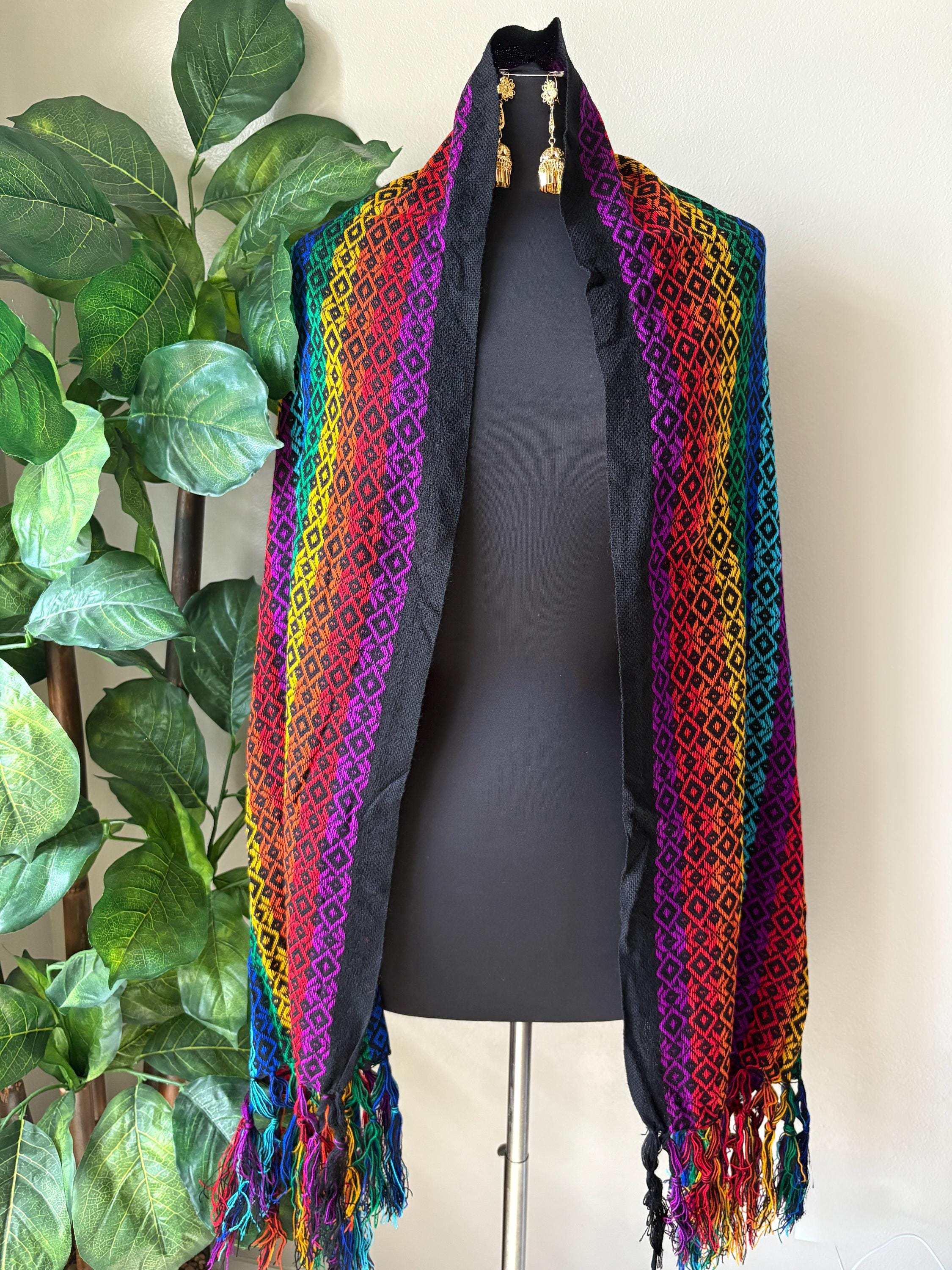 Image of Handmade Mexican Rebozo Shawl: Artisan Cotton Blend Wrap