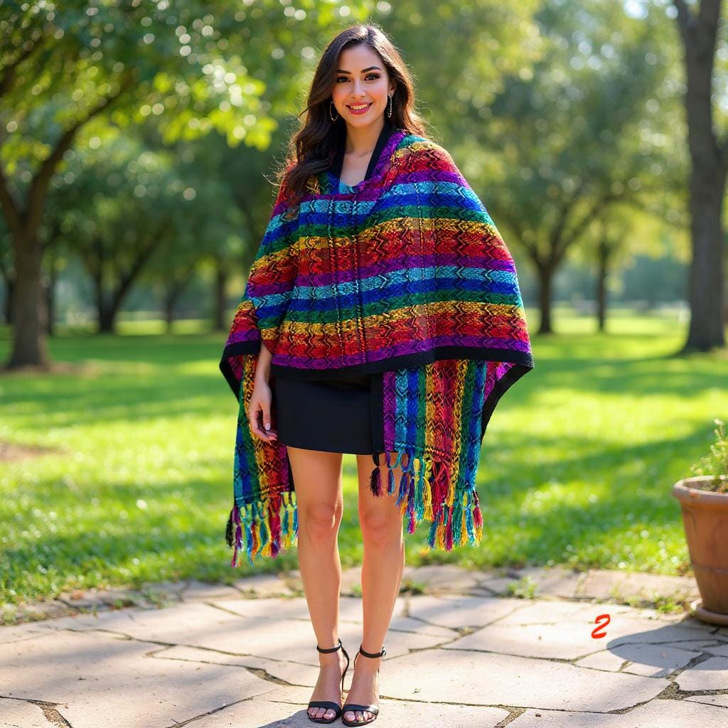 Image of Handmade Mexican Rebozo Shawl: Artisan Cotton Blend Wrap