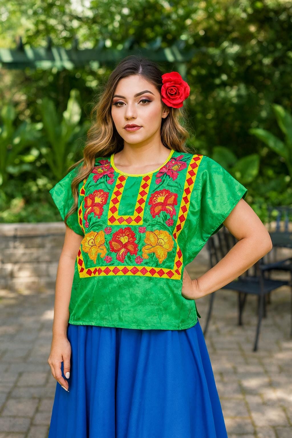 Beautiful Handmade Cotton Huipil / Blouse - Mexican Embroidered Blouse - Artisan Made Blouse