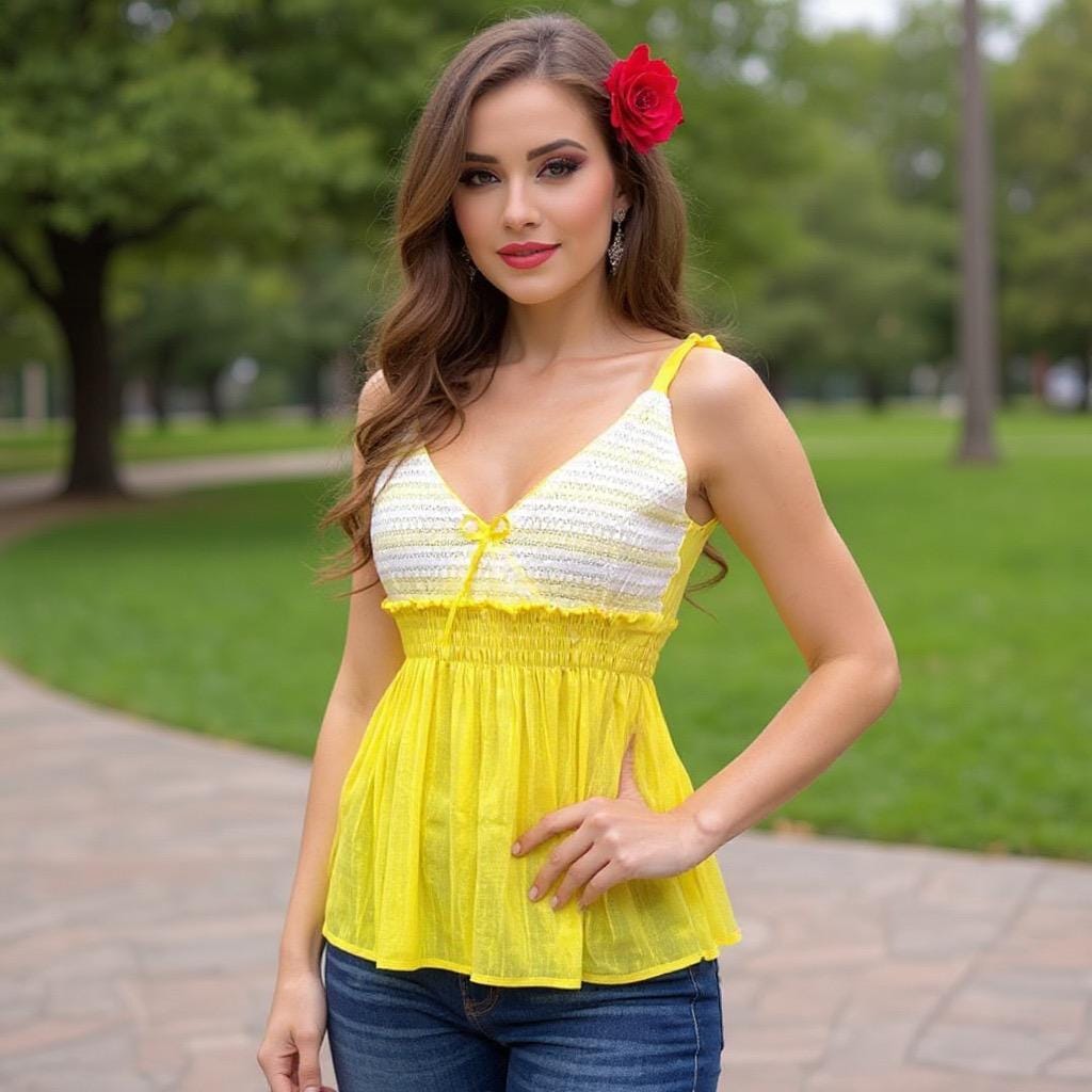 Image of Handmade Gauze Blouse: V-Neck Summer Top