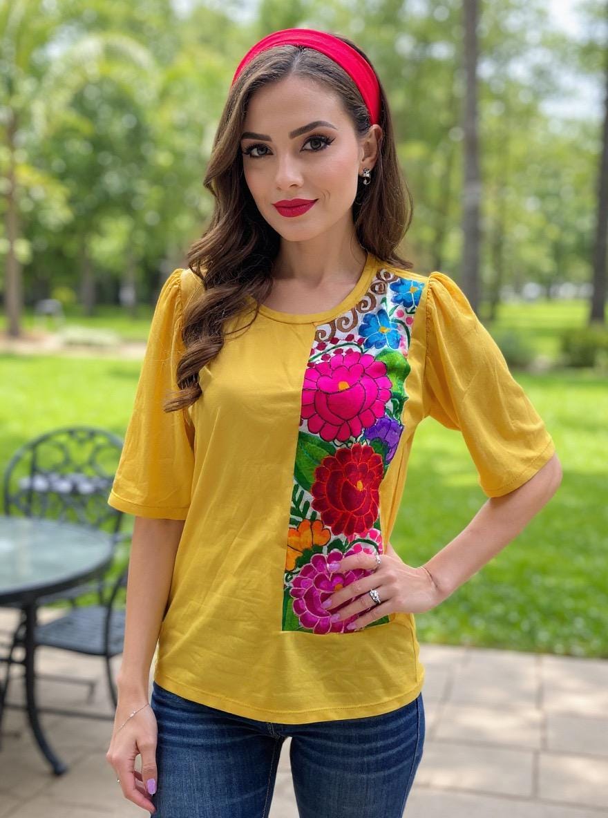 Image of Trendy Floral Embroidered Blouse - Artisan Made Embroidered Blouse - Chiapas, Mexico