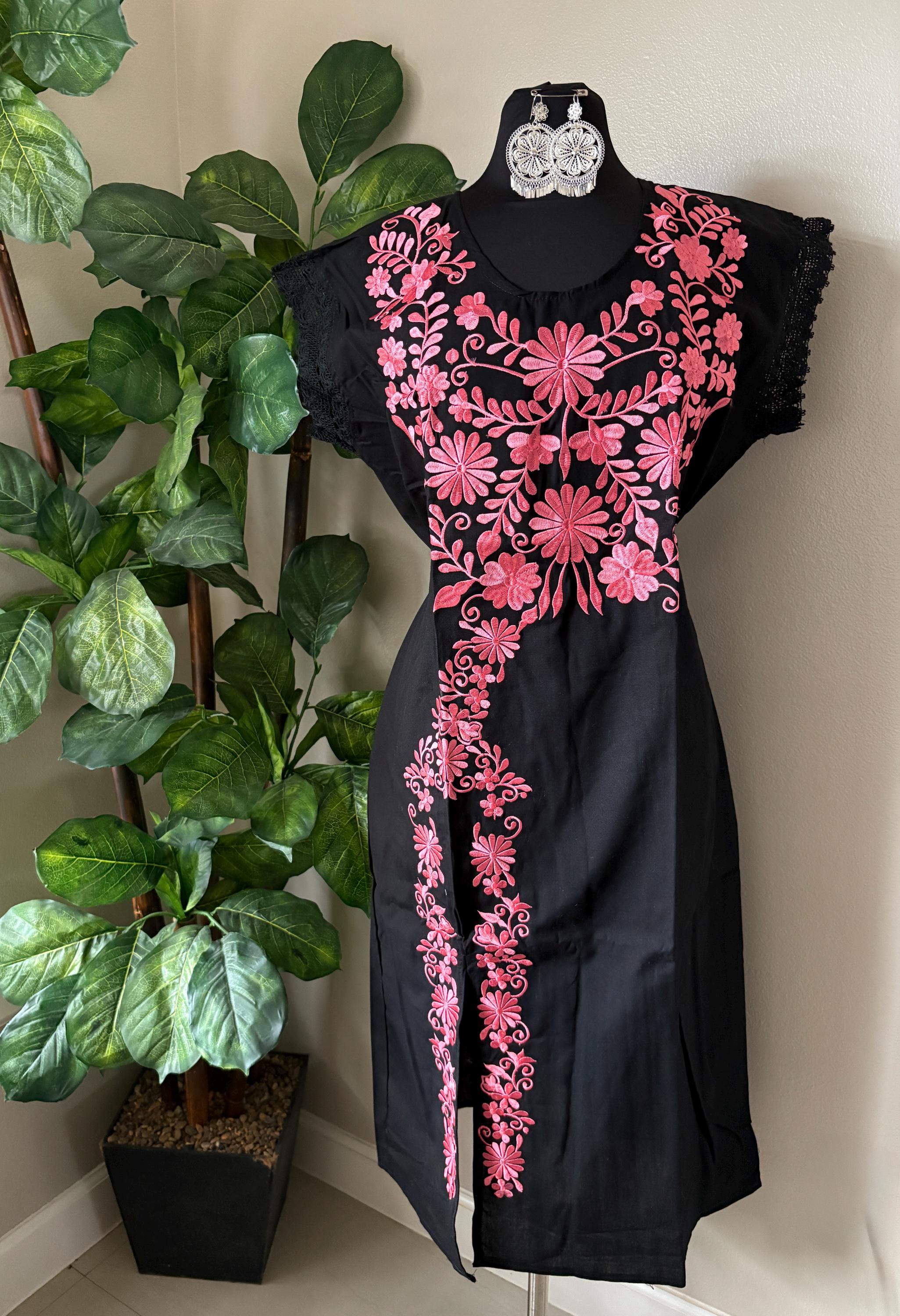 Gorgeous Mexican Embroidered Dress - Handmade Artisanal Dress - Hand Embroidered Dress - M/L