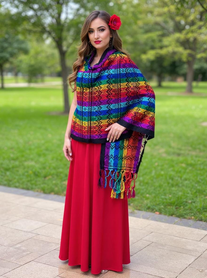 Image of Handmade Mexican Rebozo Shawl: Artisan Cotton Blend Wrap