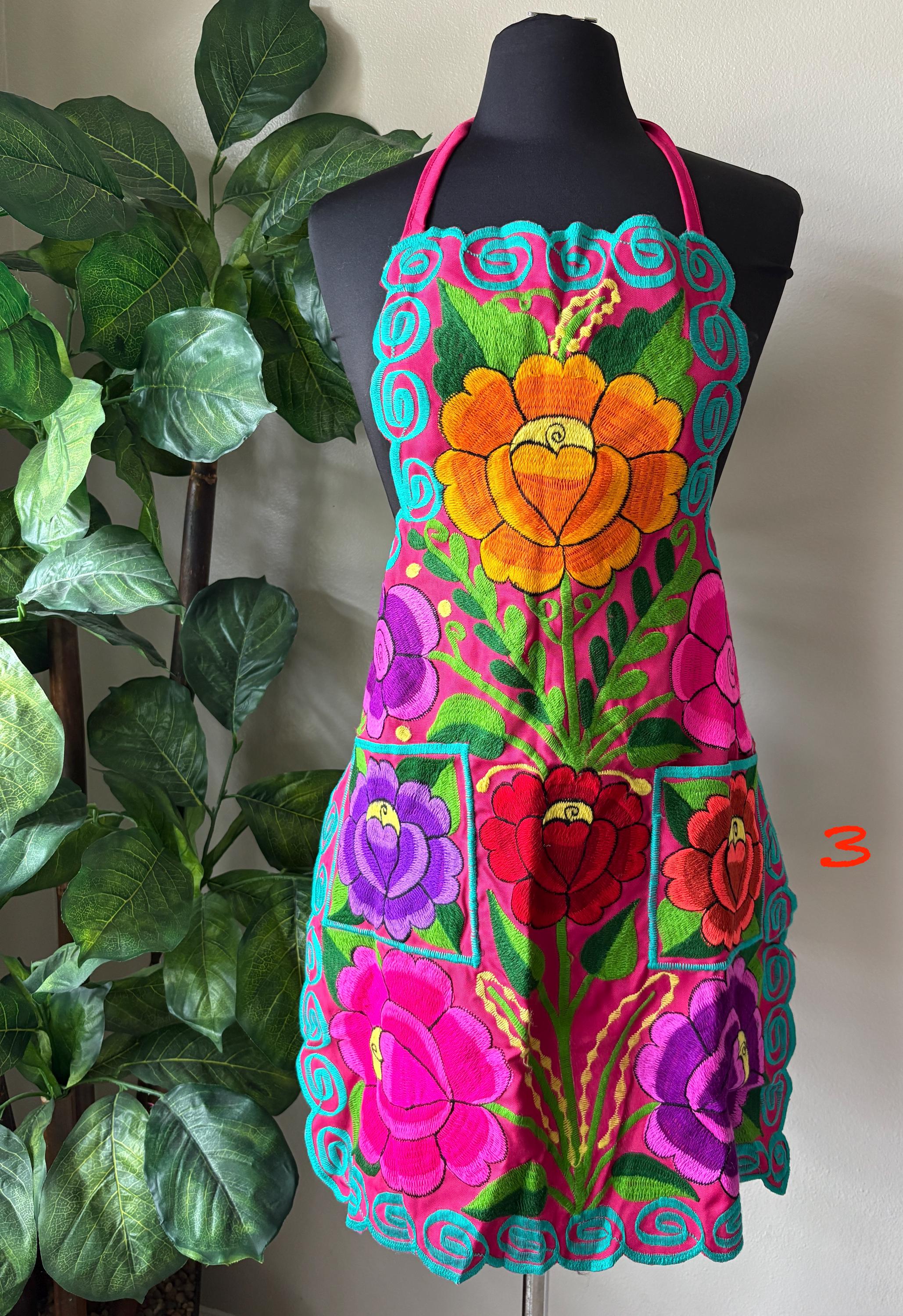 Image of Beautiful Chiapas Embroidered Aprons - Artisanal Aprons