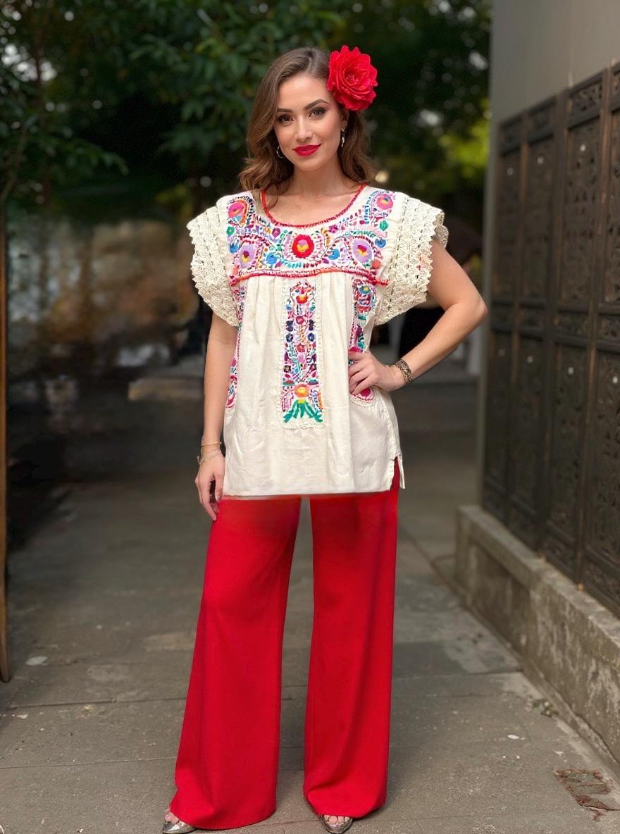 Image of Precious “Linda” Black Hand Embroidered with EXTRA Embroidered areas 