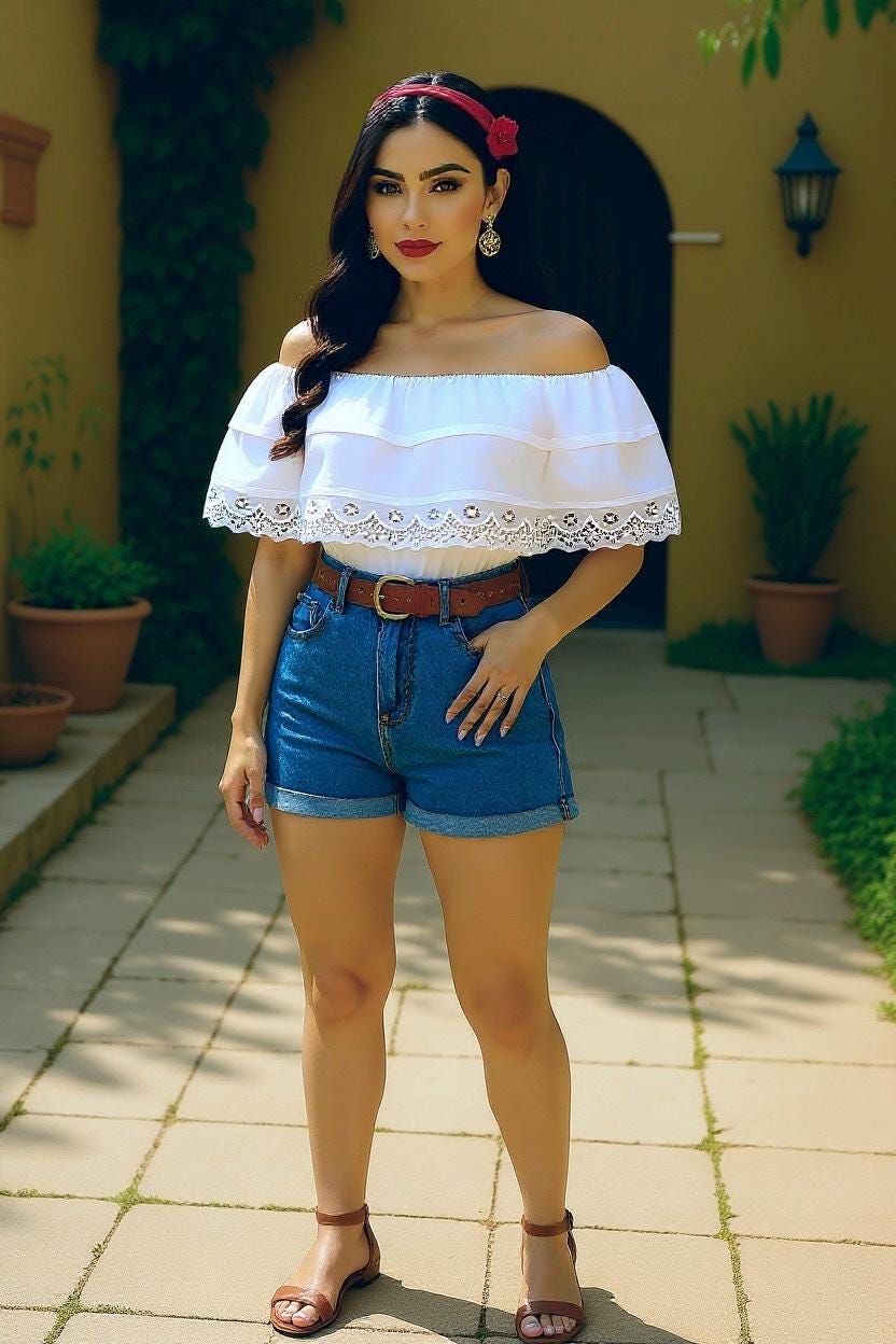 White Peasant Blouse - with satin white ribbon & white lace