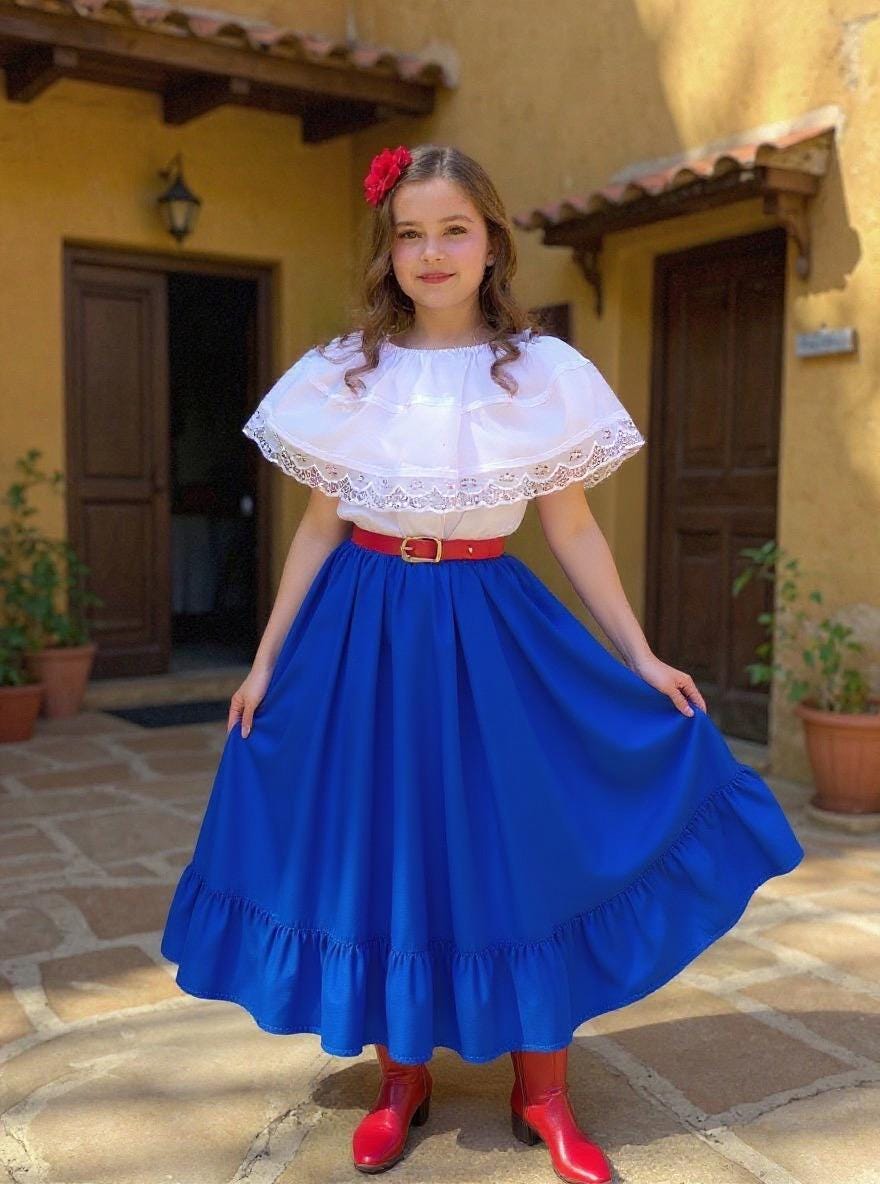 White Peasant Blouse - with Satin White Ribbon & White Lace-for Girls