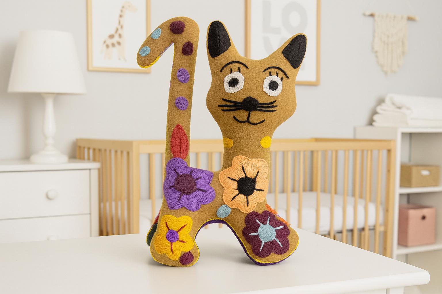 Image of Hand Embroidered Felt Stuffed Animal: Mexican Artisanal Decoration