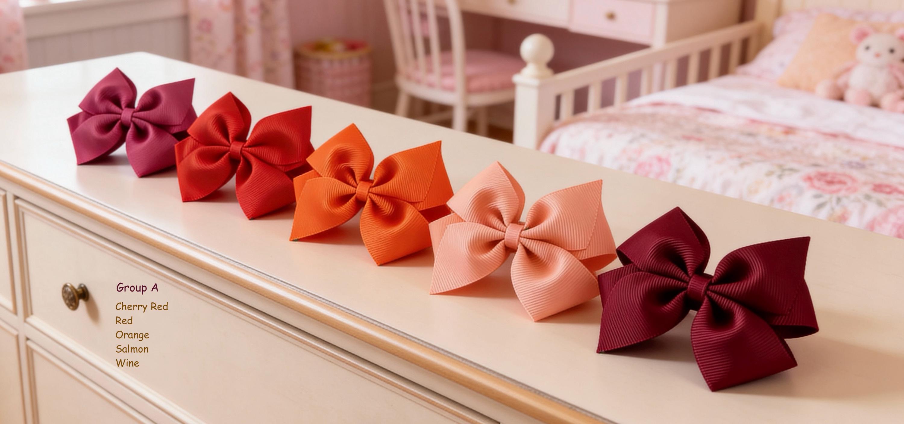 Image of Charming Set of 5 - 4 inch HairBows - Adorable Accessories for all ages, Everyone can use these beautiful Hair Bows