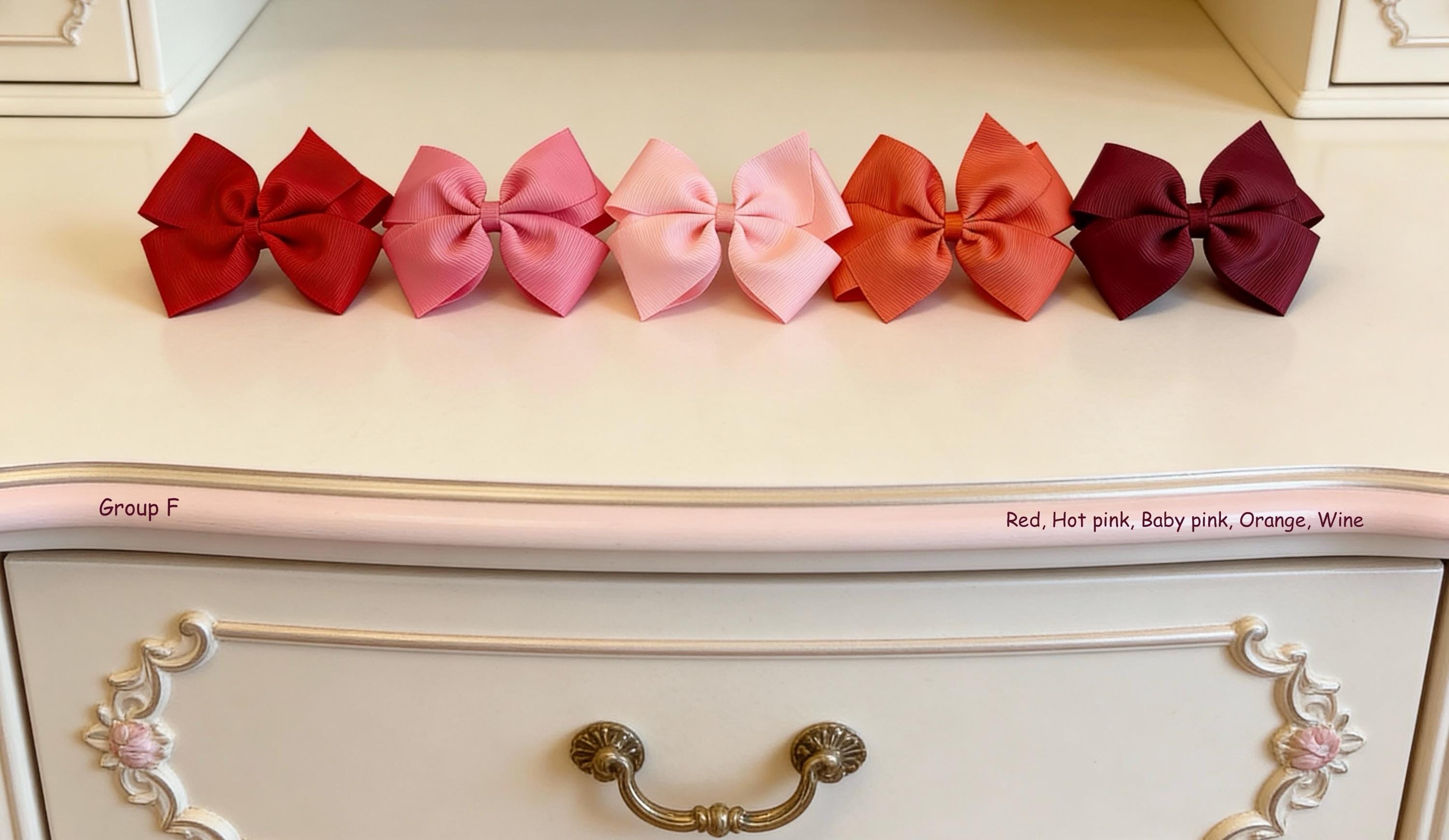 Image of Charming Set of 5 - 4 inch HairBows - Adorable Accessories for all ages, Everyone can use these beautiful Hair Bows