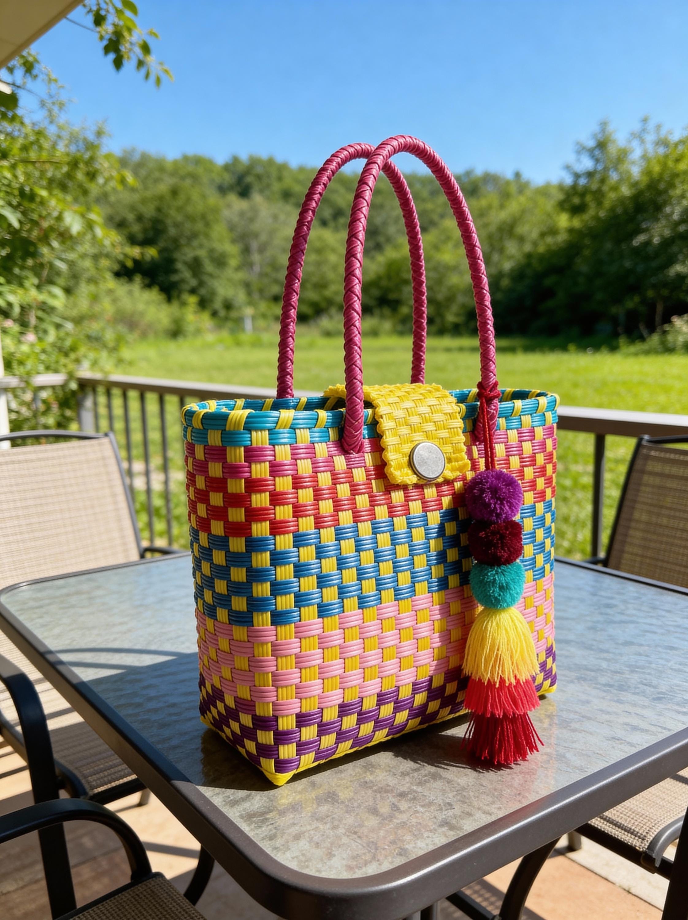 Image of Handwoven Recycled top handle Bag - Artisan Made Purse from Chiapas, Mexico