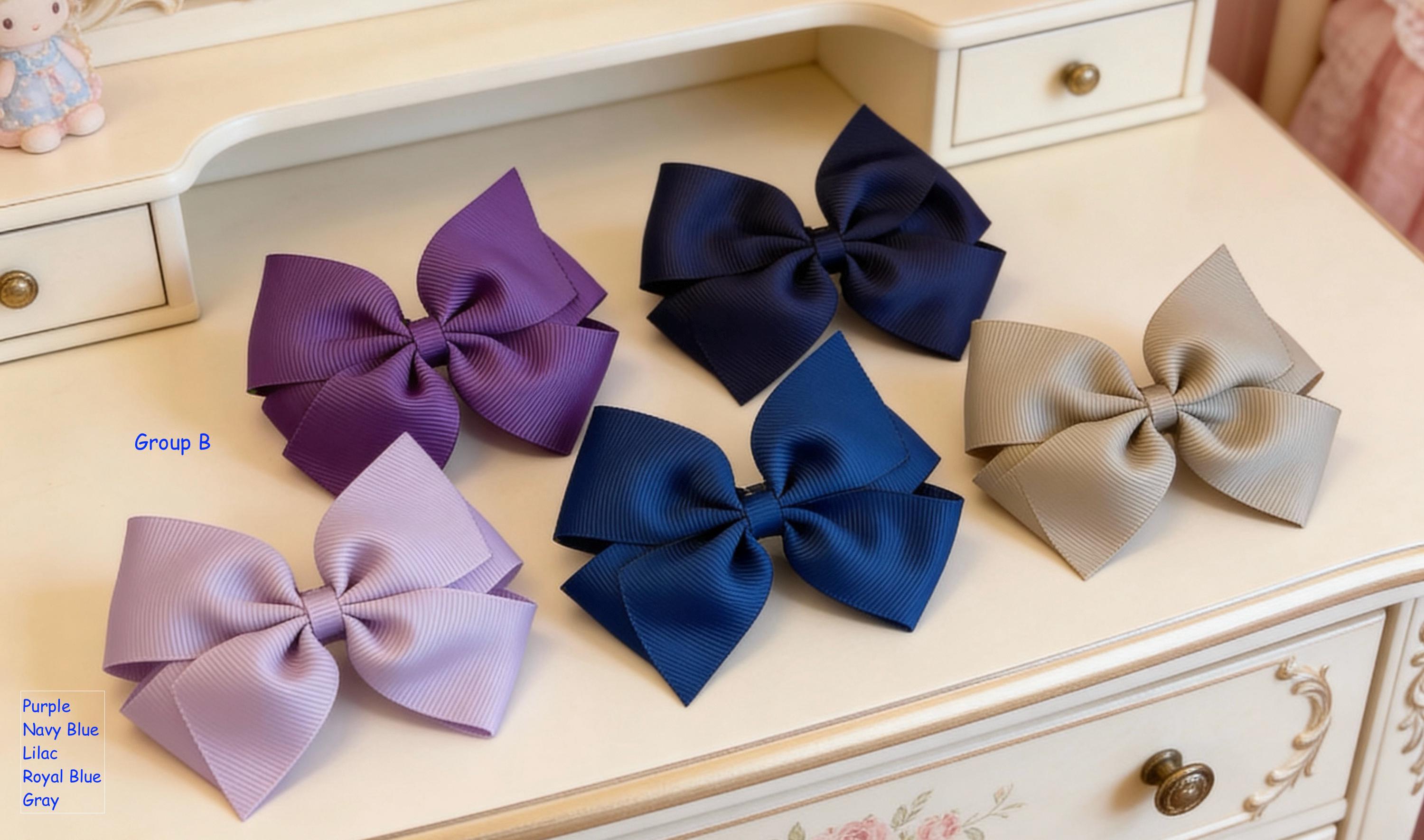 Image of Charming Set of 5 - 4 inch HairBows - Adorable Accessories for all ages, Everyone can use these beautiful Hair Bows