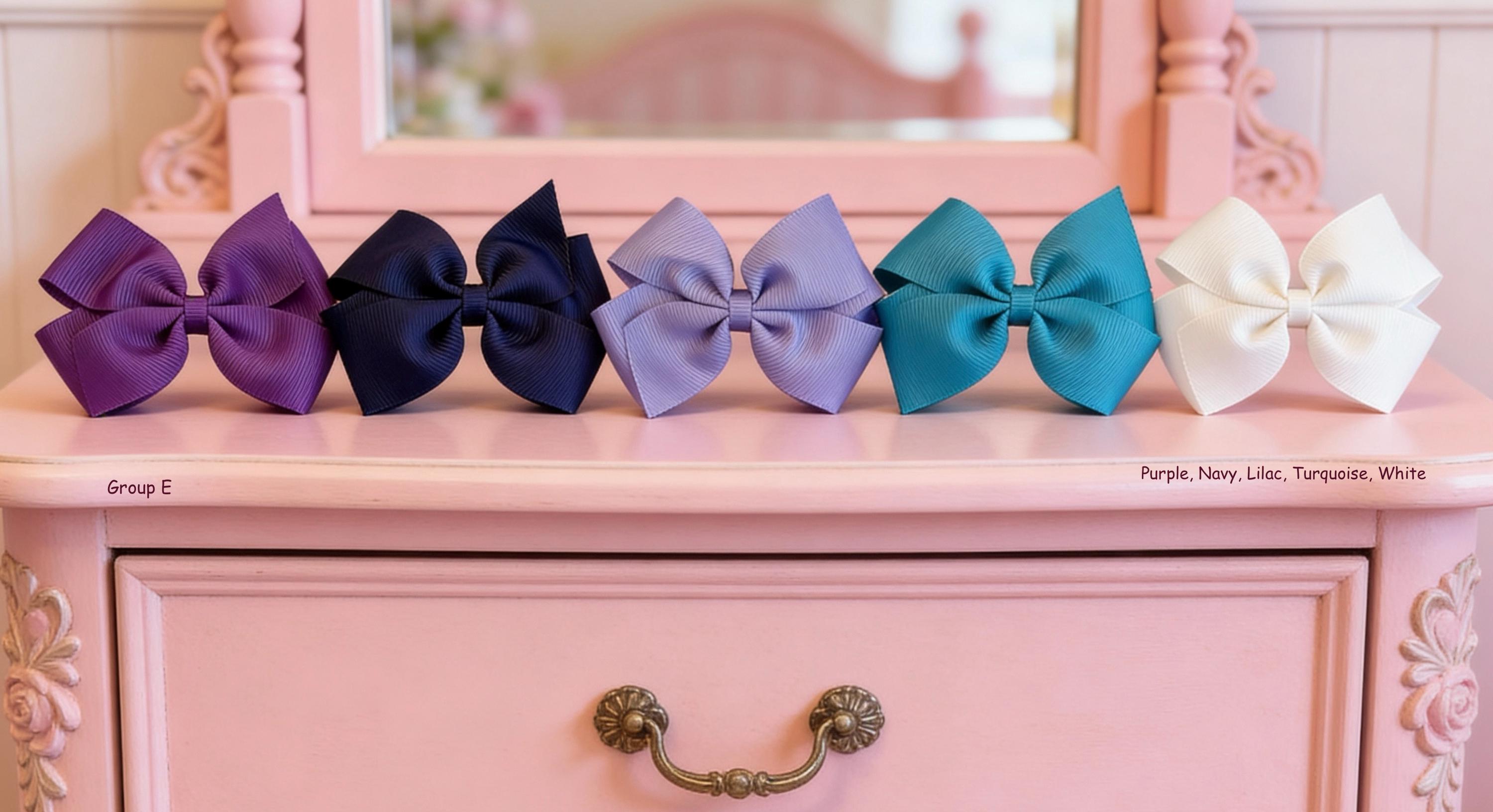 Image of Charming Set of 5 - 4 inch HairBows - Adorable Accessories for all ages, Everyone can use these beautiful Hair Bows