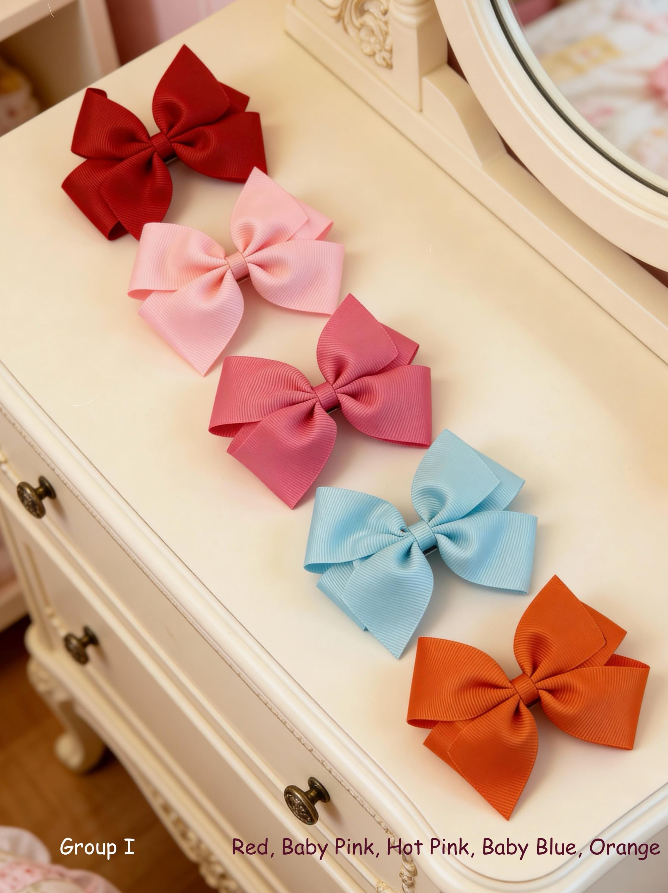 Image of Charming Set of 5 - 4 inch HairBows - Adorable Accessories for all ages, Everyone can use these beautiful Hair Bows