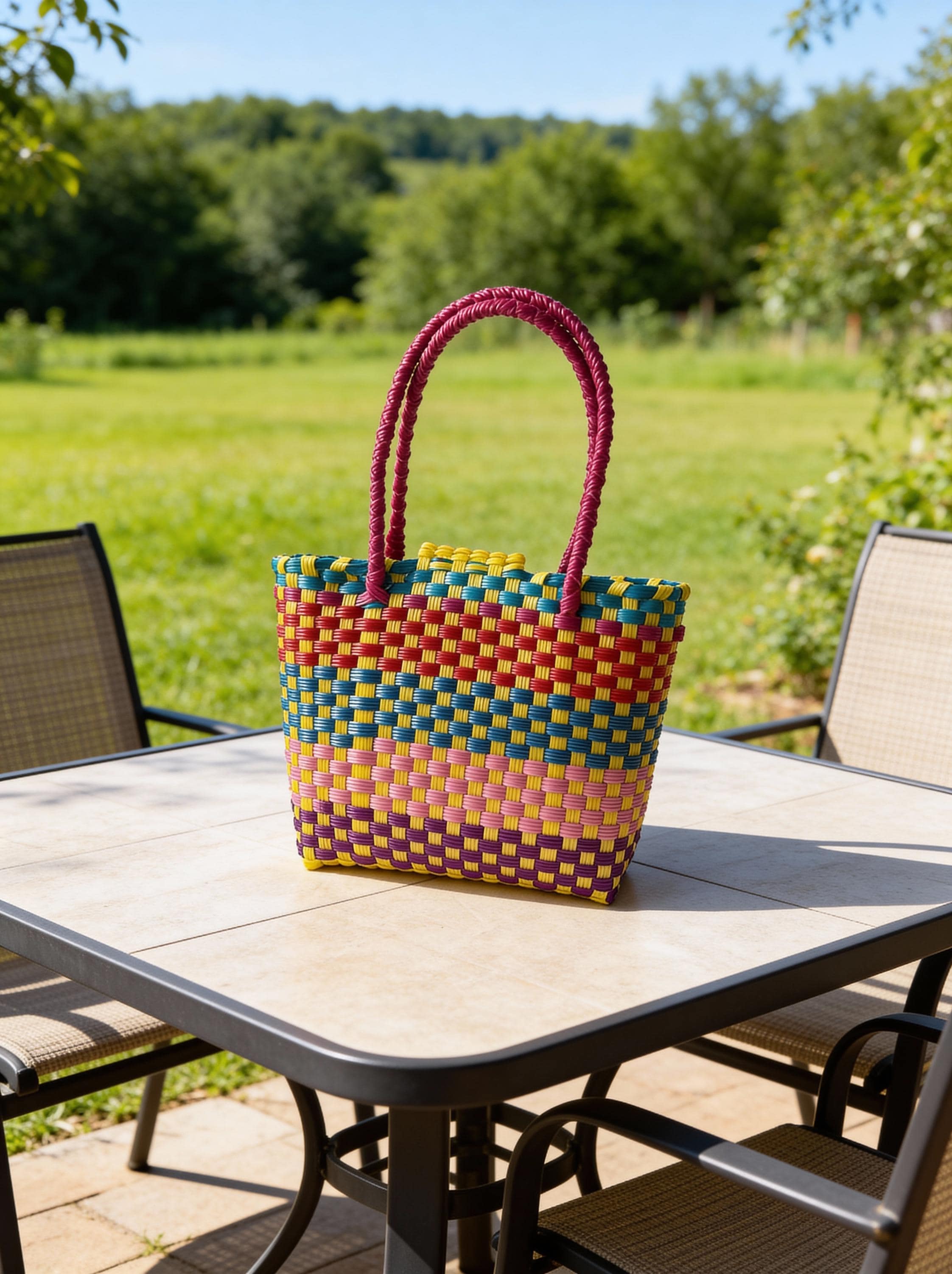 Image of Handwoven Recycled top handle Bag - Artisan Made Purse from Chiapas, Mexico