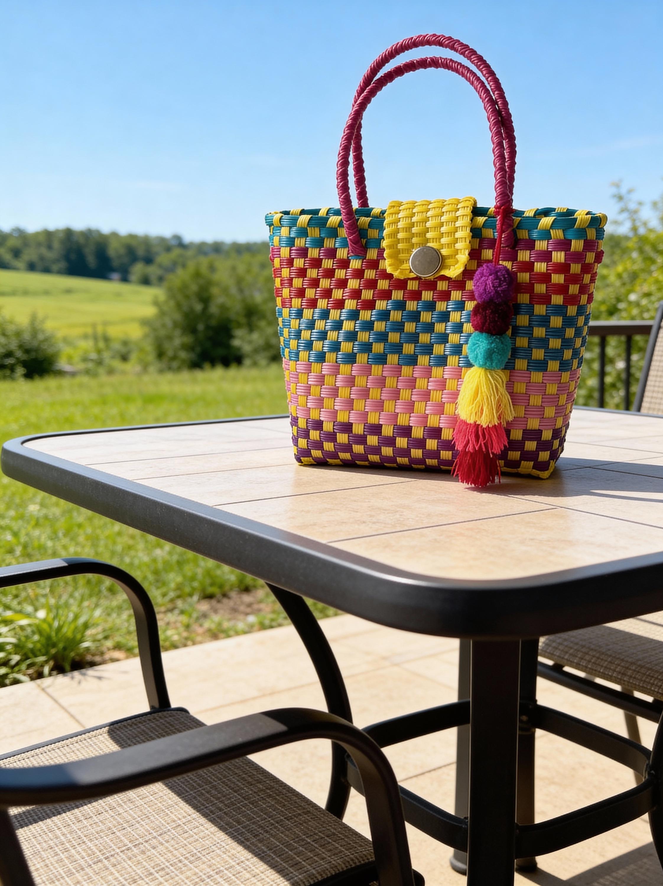 Image of Handwoven Recycled top handle Bag - Artisan Made Purse from Chiapas, Mexico