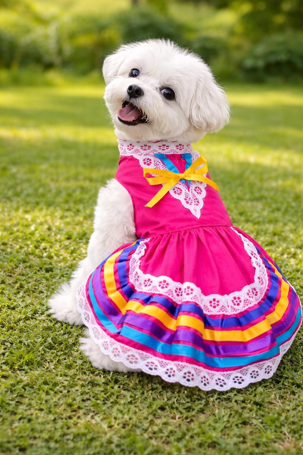 Image of Doggy/Kitty Breed Embroidered Jalisco Dress - Handmade Dog/Cats Clothing