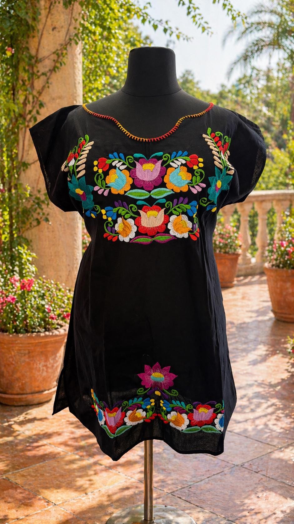 Image of Plus Size Embroidered Mexican Dress - Handmade Artisanal Dress