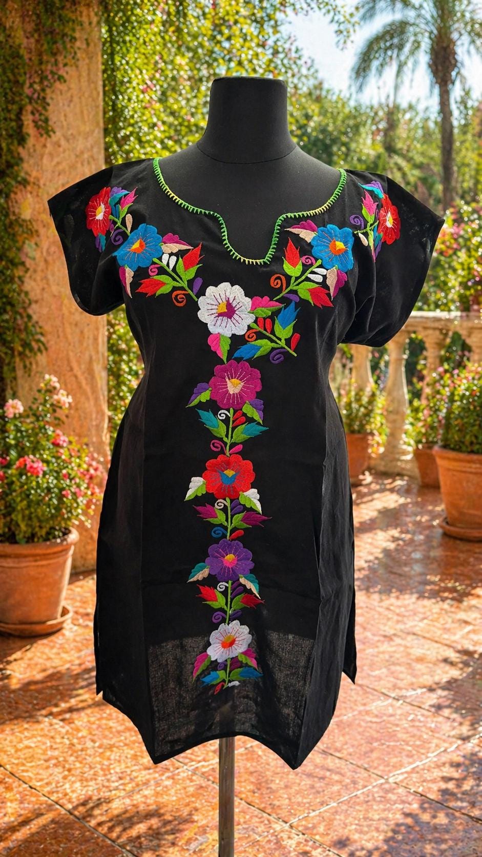 Image of Plus Size Embroidered Mexican Dress - Handmade Artisanal Dress