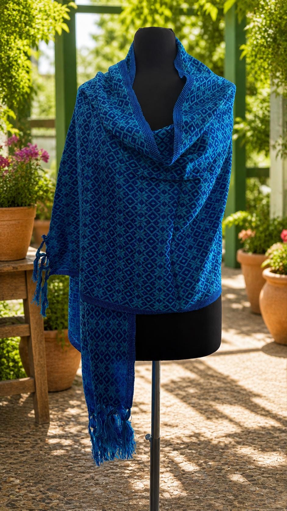 Image of Handmade Mexican Rebozo Shawl: Artisan Cotton Blend Wrap