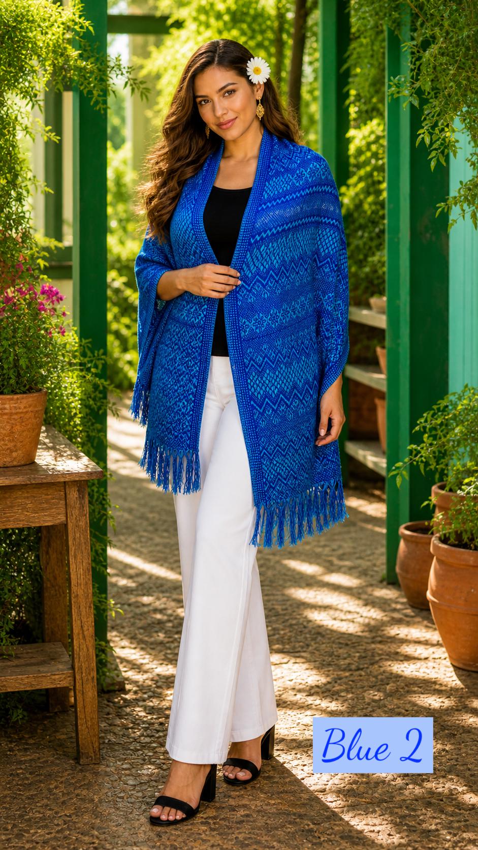 Image of Handmade Mexican Rebozo Shawl: Artisan Cotton Blend Wrap