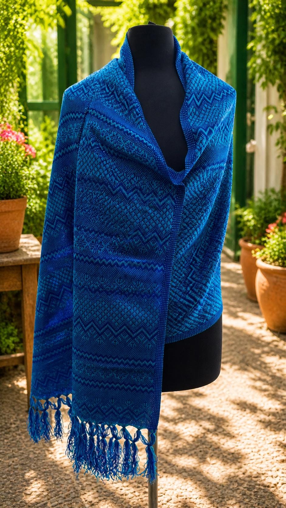 Image of Handmade Mexican Rebozo Shawl: Artisan Cotton Blend Wrap