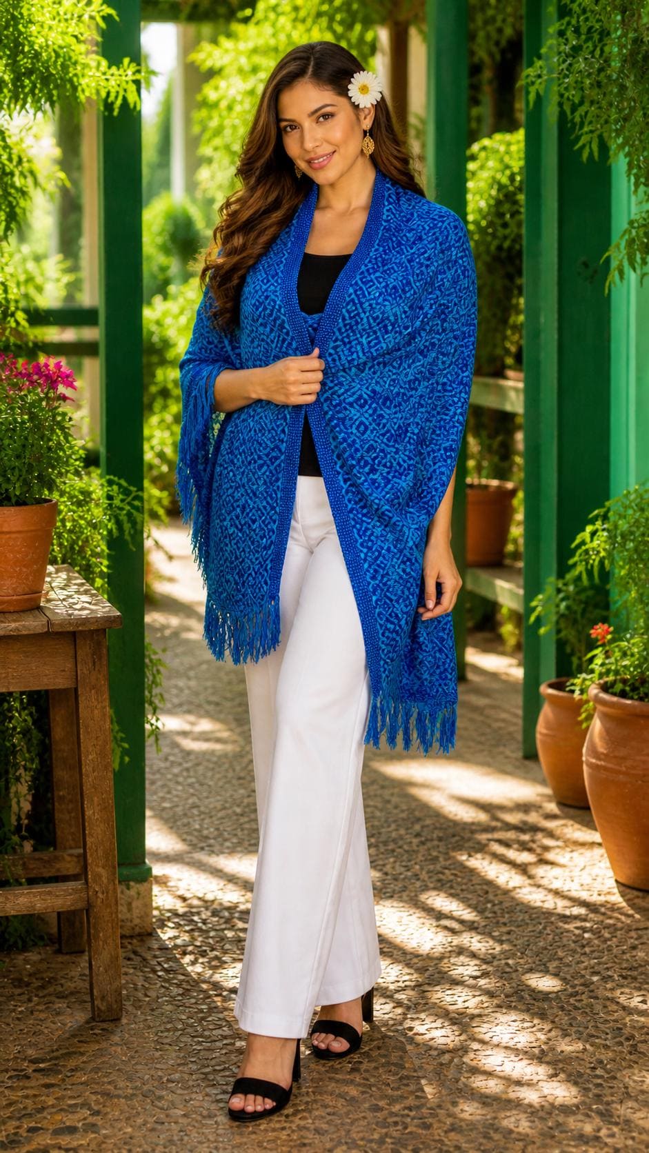 Image of Handmade Mexican Rebozo Shawl: Artisan Cotton Blend Wrap