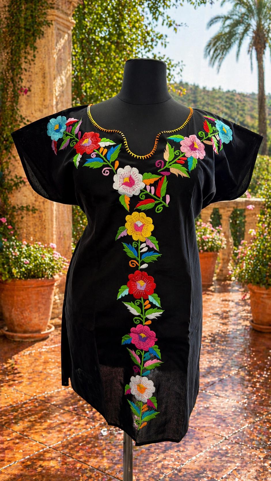 Image of Plus Size Embroidered Mexican Dress - Handmade Artisanal Dress