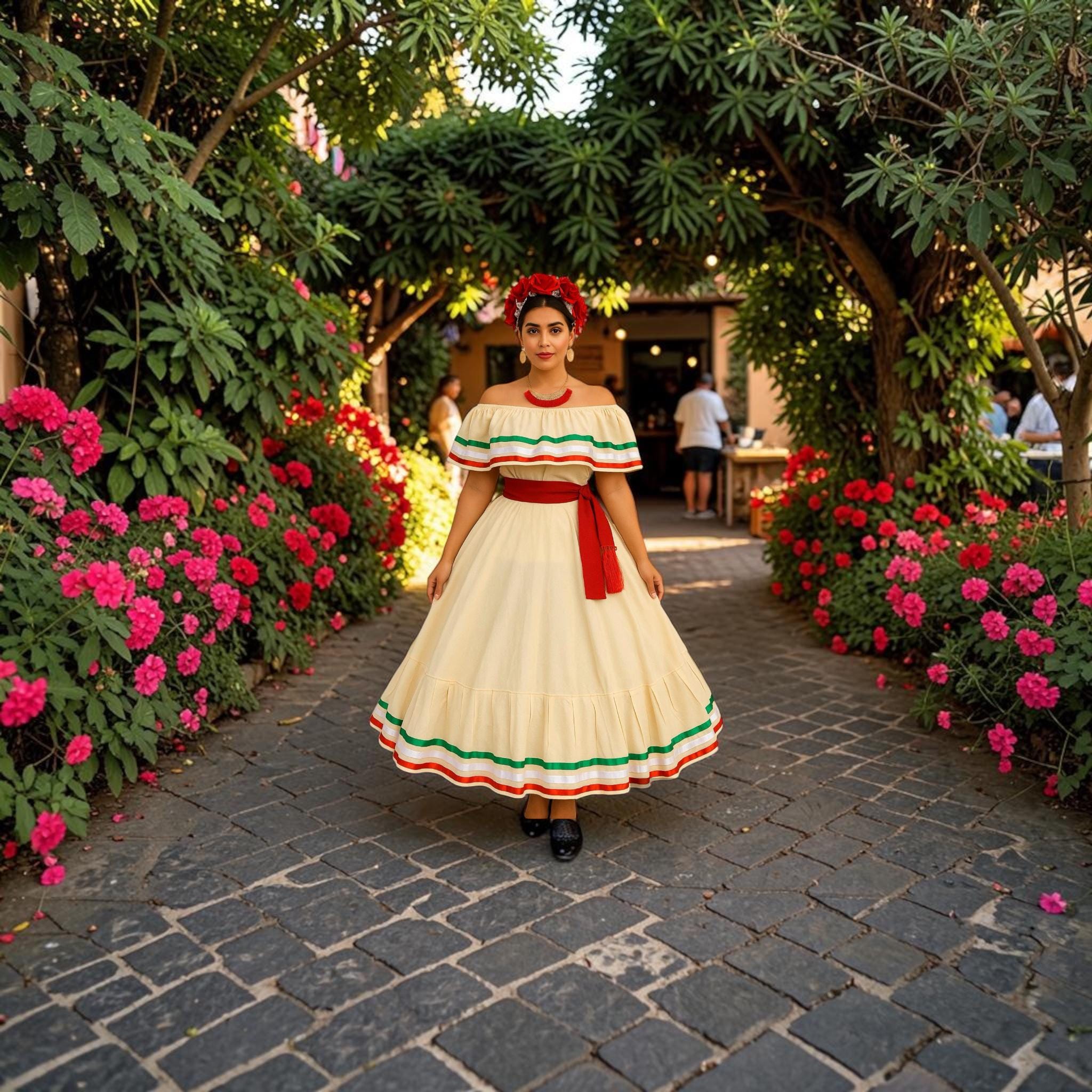 Image of Gorgeous Folkloric Outfit, perfect for Fiesta, Dance, Festivals, Pageants, Quinceañeras and Cultural events