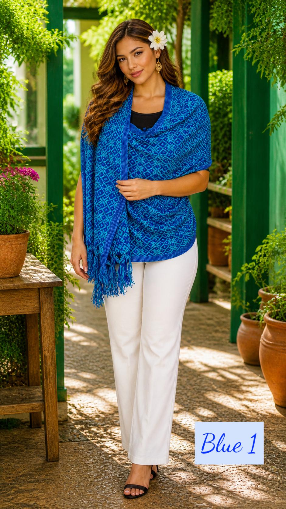 Image of Handmade Mexican Rebozo Shawl: Artisan Cotton Blend Wrap