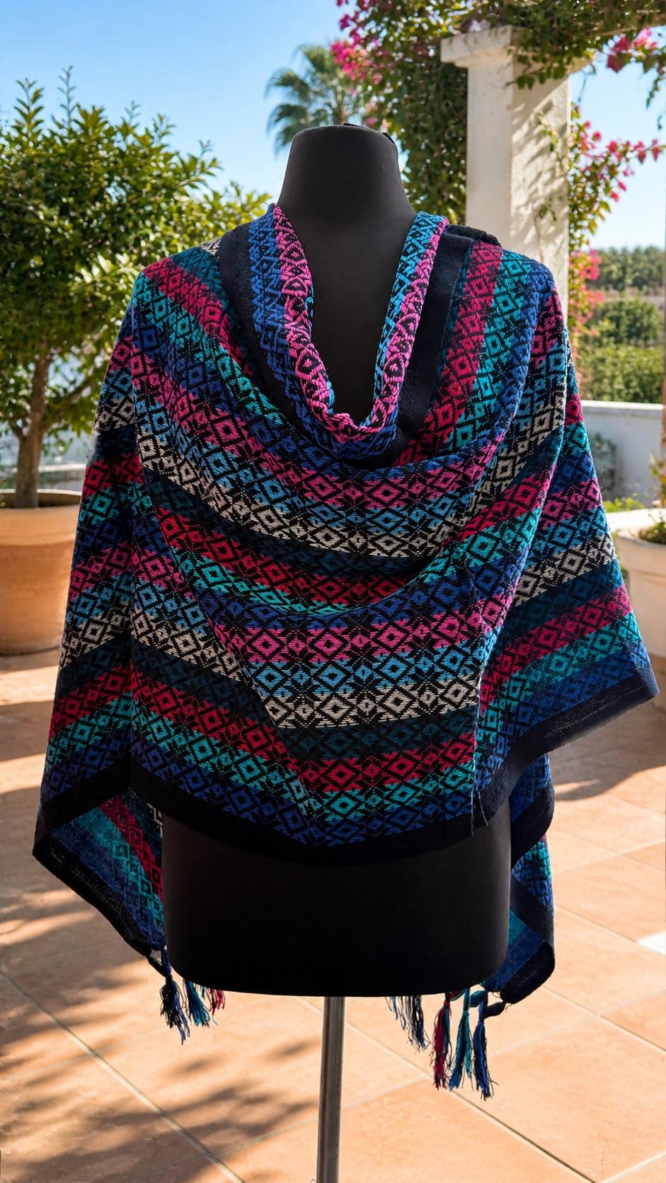 Image of Handmade Mexican Grey Rebozo Shawl: Artisan Cotton Blend Wrap