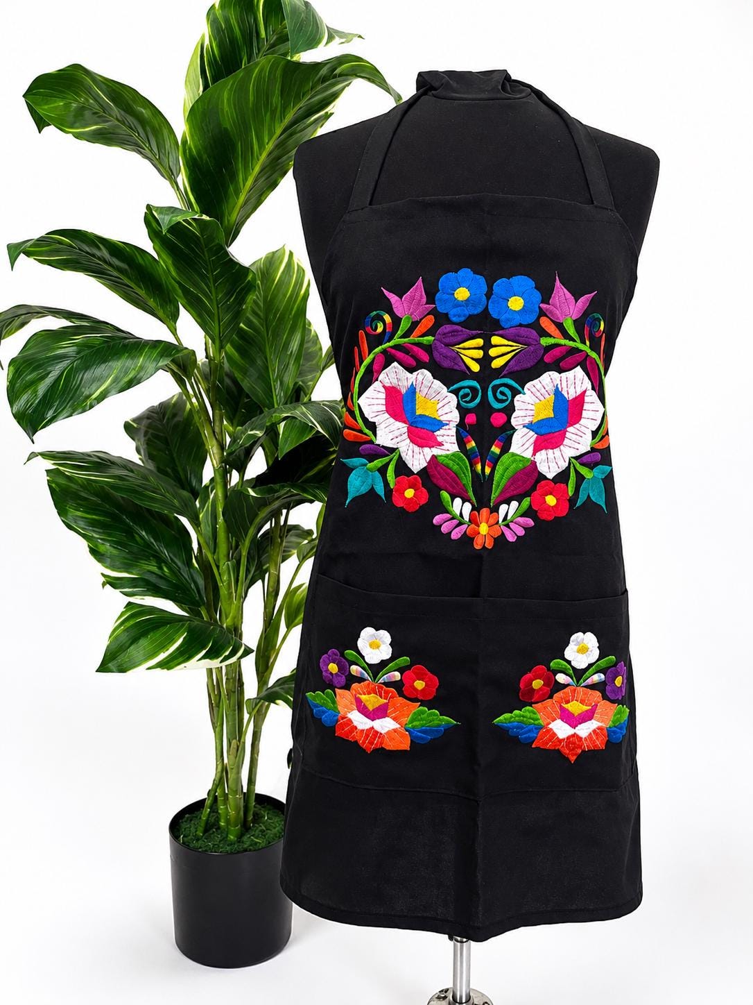 Image of BLACK - Special & Beautiful Embroidered Edition Aprons - Artisan Made Embroidered Aprons