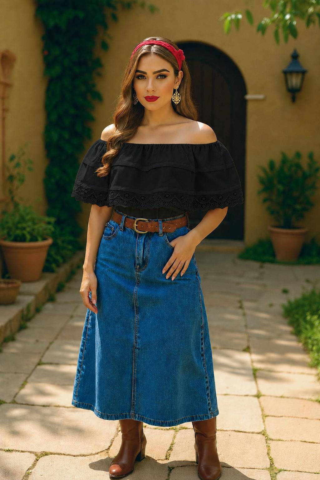 Image of Black Ruffled Peasant Blouse - Satin Ribbon and Lace Top - Choose the Your color
