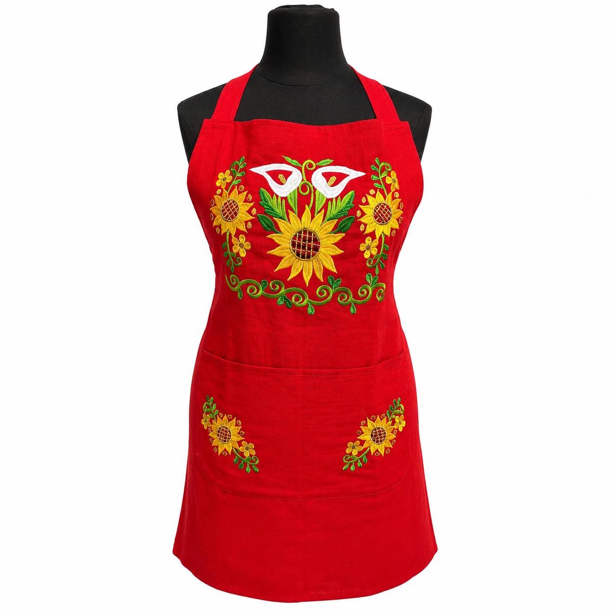 Image of PLUS SIZE - Beautiful Embroidered Aprons - Artisan Made Embroidered Aprons