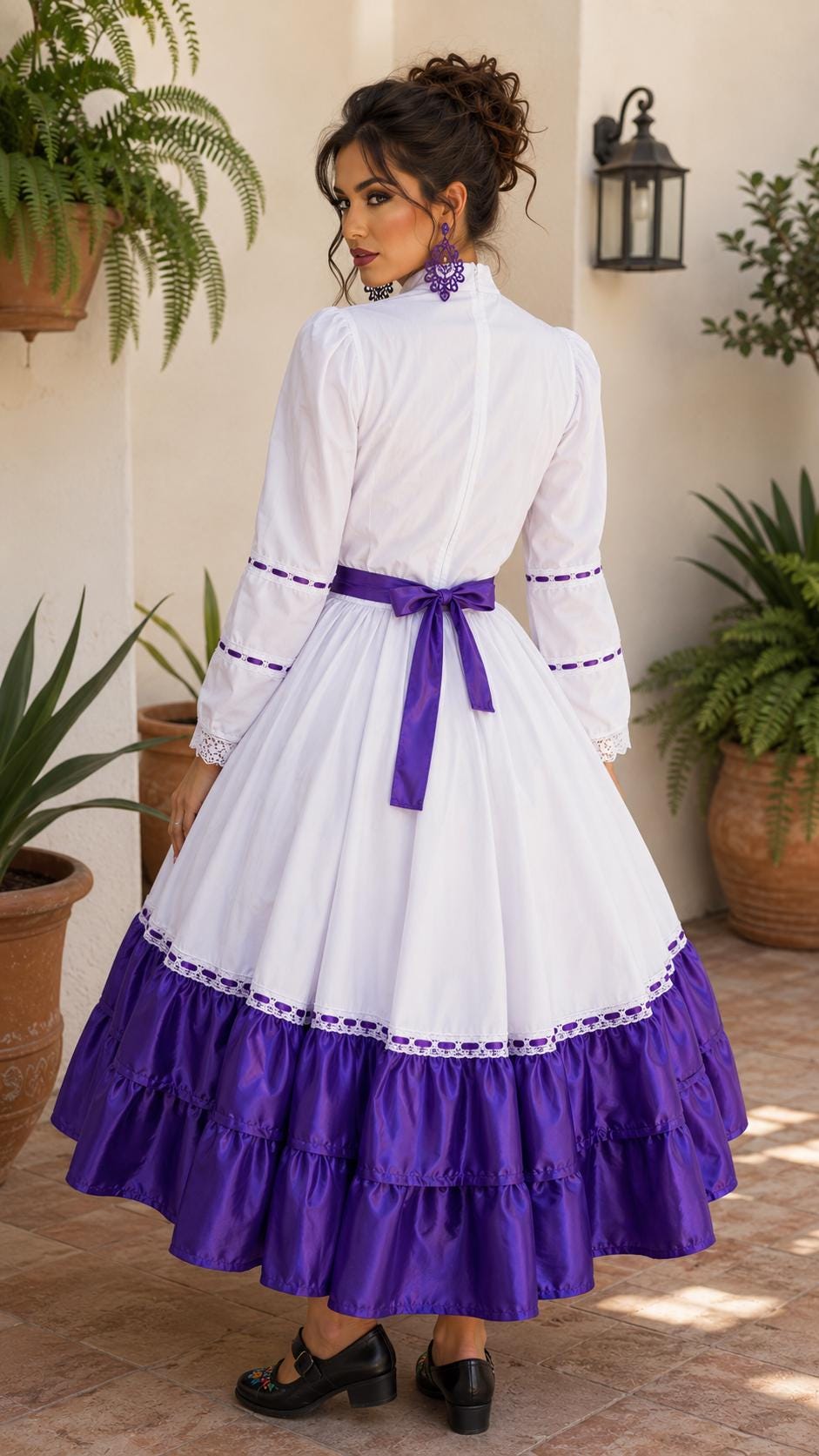 Image of Aguascalientes Folklorico Dress Small, Mexican Folk Dance Costume, Rooster Sequin Dress, Quinceañera Pageant Cultural Outfit