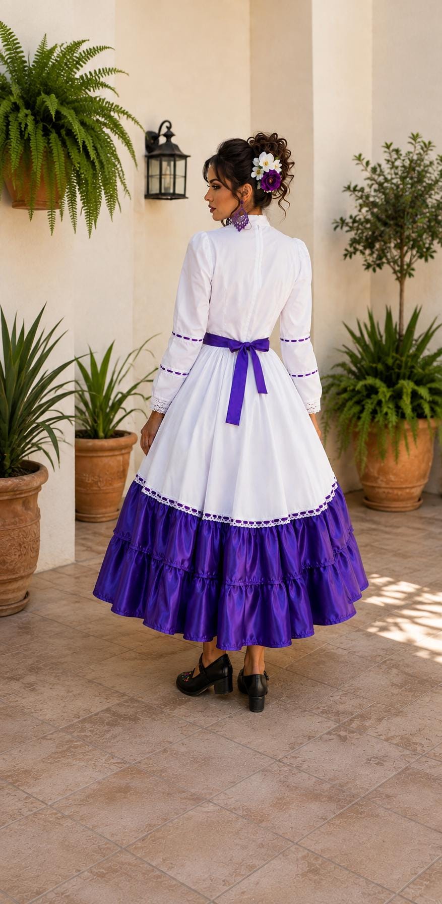 Image of Aguascalientes Folklorico Dress Small, Mexican Folk Dance Costume, Rooster Sequin Dress, Quinceañera Pageant Cultural Outfit
