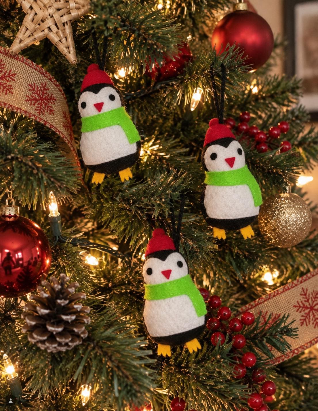 Image of Handmade Penguin Felt Tassel Charms - Handmade Charms - Ornament Charms - Car Decor