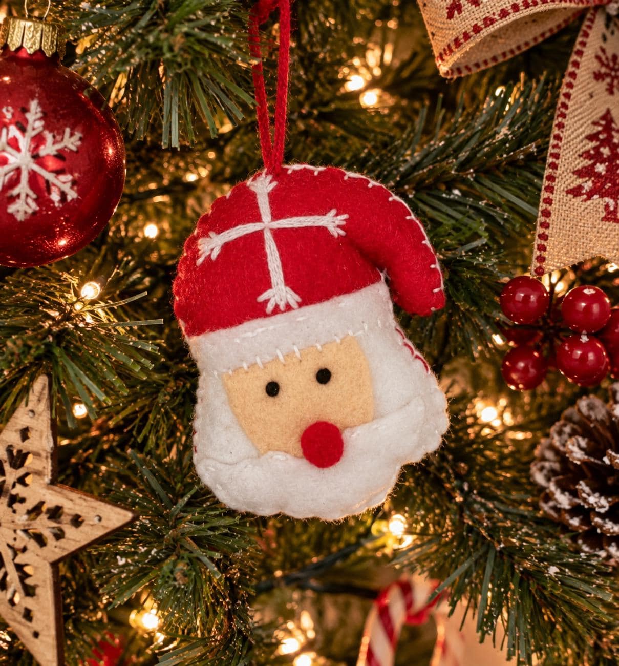 Image of Handmade Santa Clause Felt Tassel Charms - Handmade Charms - Ornament Charms - Car Decor