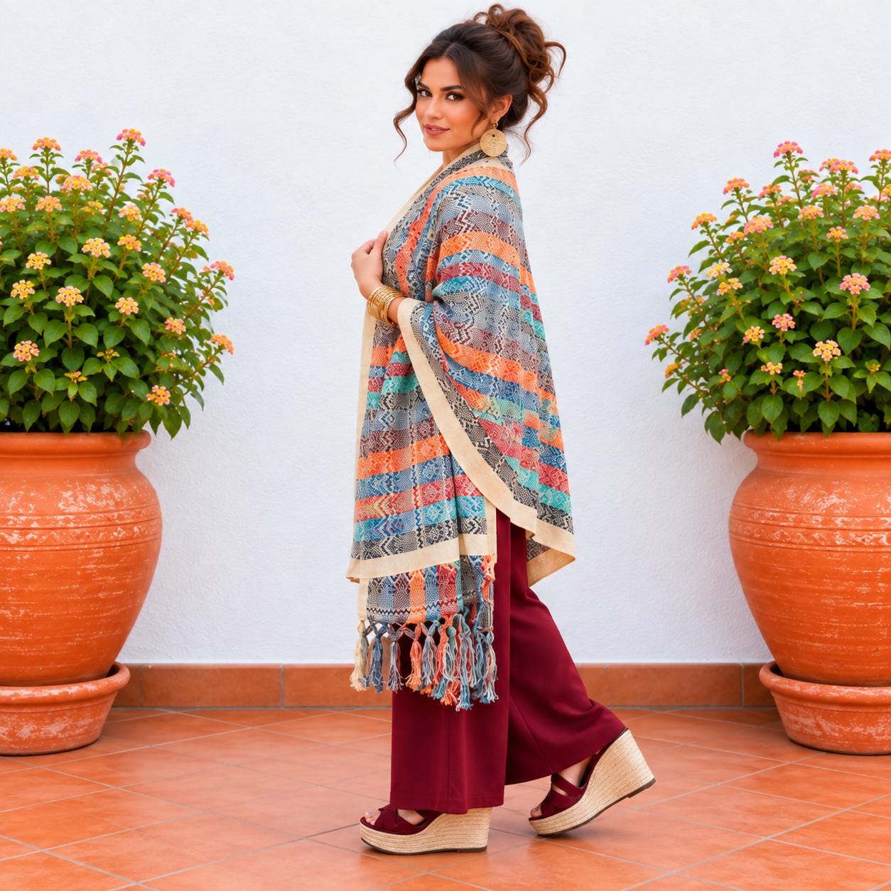 Image of Handmade Mexican Rebozo Shawl: Artisan Cotton Blend Wrap