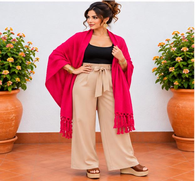 Image of Handmade Mexican Rebozo Shawl: Artisan Cotton Blend Wrap