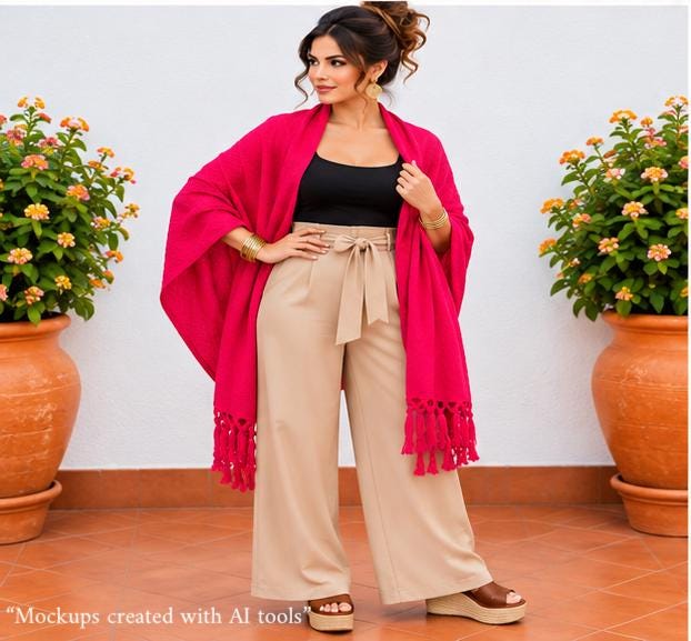 Image of Handmade Mexican Rebozo Shawl: Artisan Cotton Blend Wrap